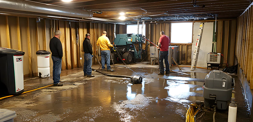 Cleaning Sewage From Basement Floor in Morrow